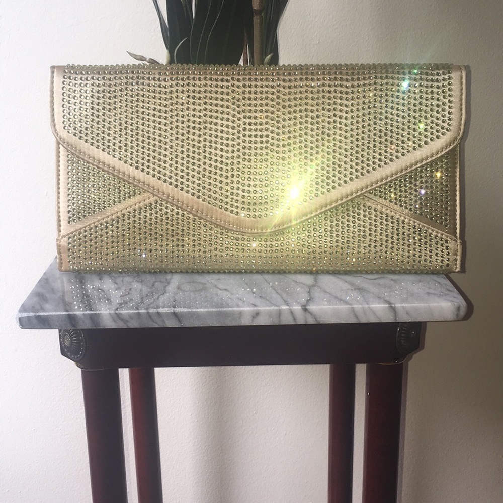 Gold Rhinestone Envelope Clutch - Picture 3 of 5